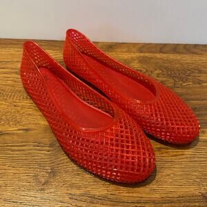 Wild Fable Isabella Jelly Flats Red Women’s Size 9 Slip On Cute Summer